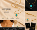 *ZeenSteel Turquoise Stone Pendant Necklace – Gold Stainless Steel Minimalist Necklace**