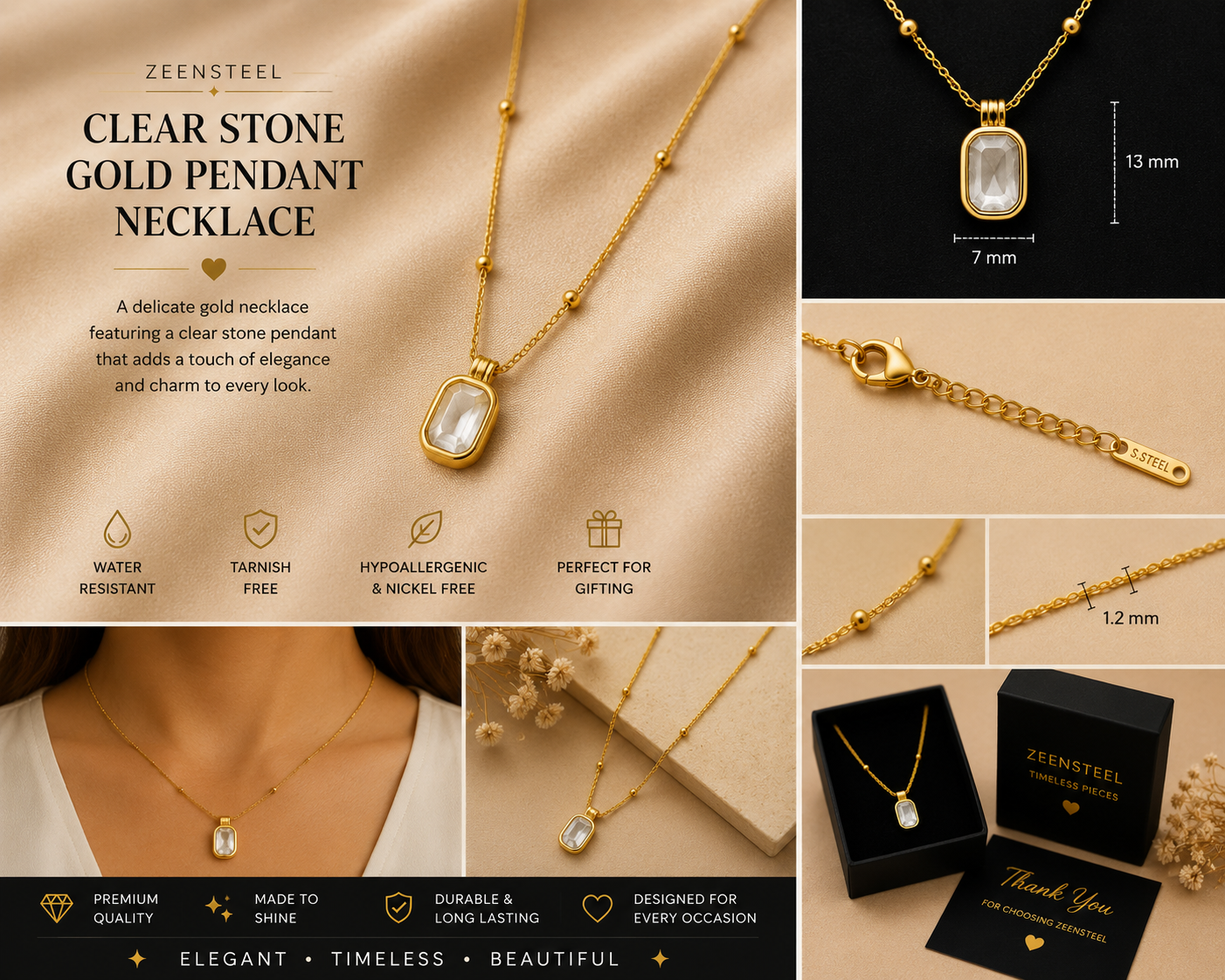 Clear Stone Gold Pendant