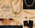Luxury Gold Link Necklace with Emerald Eye Charm