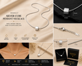 Zeensteel Minimalist Silver Cube Pendant Necklace – Stainless Steel Snake Chain