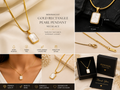 Minimalist Gold Rectangle Pearl Pendant Necklace