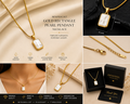 Minimalist Gold Rectangle Pearl Pendant Necklace
